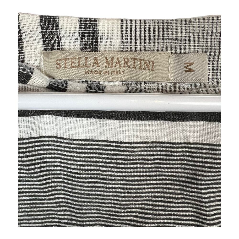 Striped Linen Dress Stella Martini Italy Mini Short Cruise Nautical - Picture 3 of 8